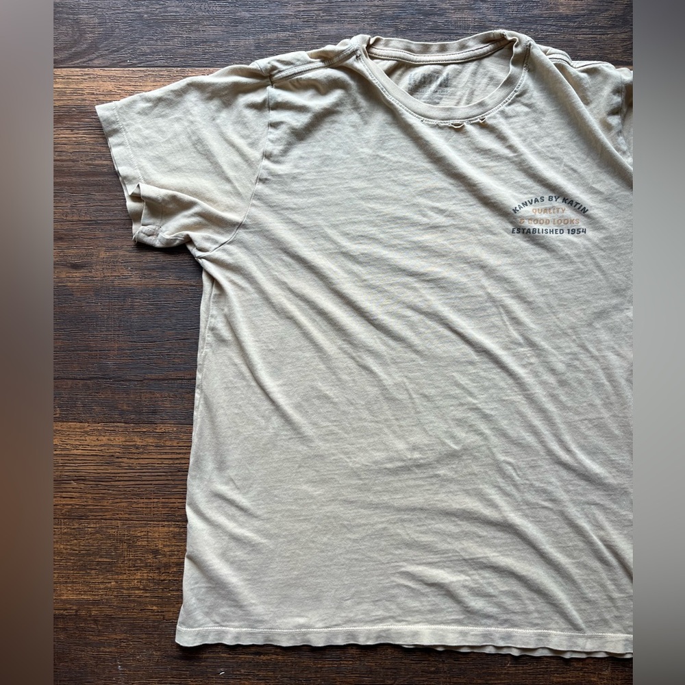 Men's Katin T-Shirt White Beige Logo M Huckberry Surf Beach Kanvas DISTRESSED - Picture 6 of 16